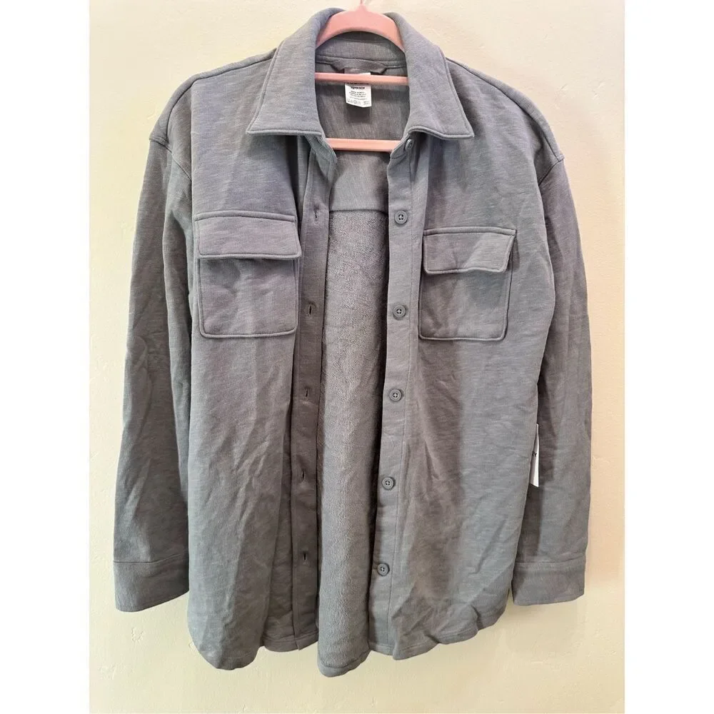 Jockey Gray Oversized French Terry Shacket With Pockets Size XS New